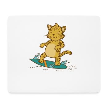 Leopard on the surfboard Big cat Predator - Mouse Pad (horizontal) - white - Front