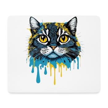 Crazy Colorful Splash Art Cat design - Tapis de souris (format paysage) - blanc - Devant