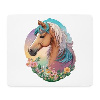 Cheval aux couleurs pastel poney en aquarelle sport équestre - Tapis de souris (format paysage) - blanc - Devant