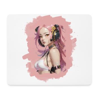 Gaming Anime Girl PC Consoles Nerd Manga Gamer - Tapis de souris (format paysage) - blanc - Devant
