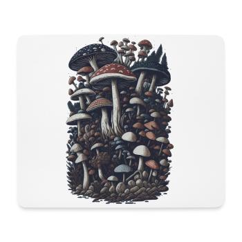 Vintage mushroom illustration nature mushrooms in the forest - Mouse Pad (horizontal) - white - Front