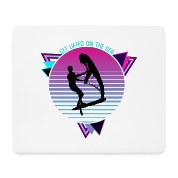 Hydrofoil Wingfoil Synthwave Foil Wing Wingfoiling - Mouse Pad (horizontal) - white - Front
