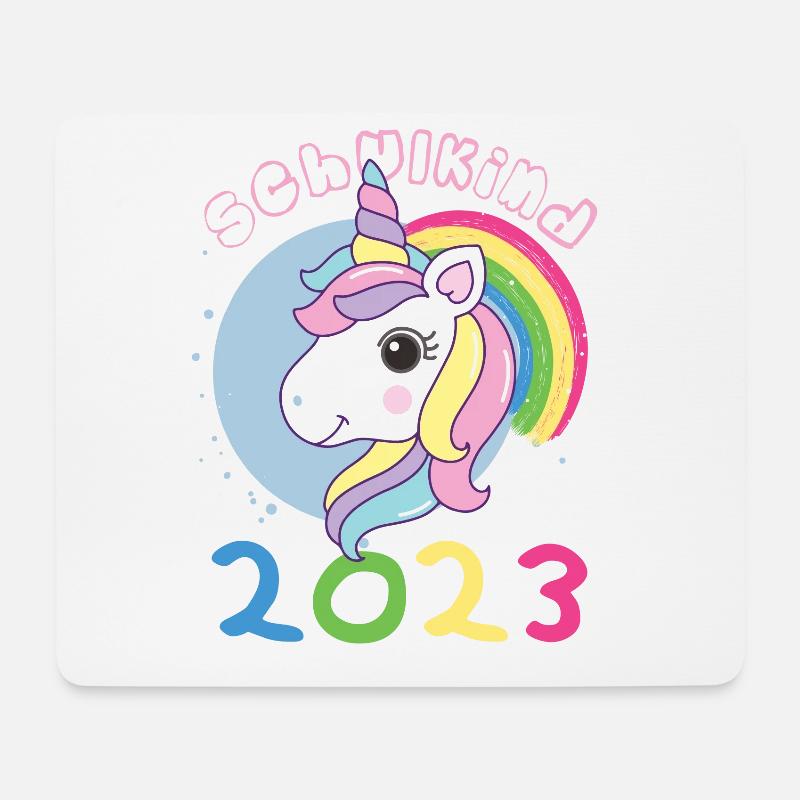 Einhorn Einschulung Schulanfang Schultüte - Mousepad (Querformat) - Weiß