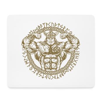 Muscular Viking bodybuilding design with runes - Mouse Pad (horizontal) - white - Front