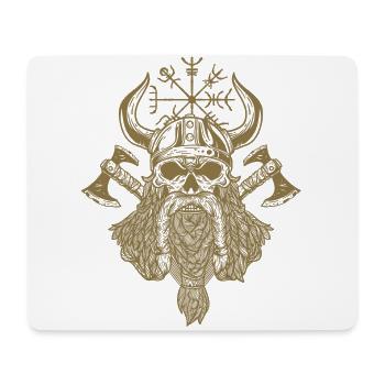 Wikinger Krieger Schädel Bart Äxten Runen Vegvisir - Mousepad (Querformat) - Weiß - Vorne