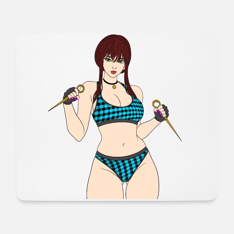 Ninja Frau - Mousepad (Querformat) - Weiß