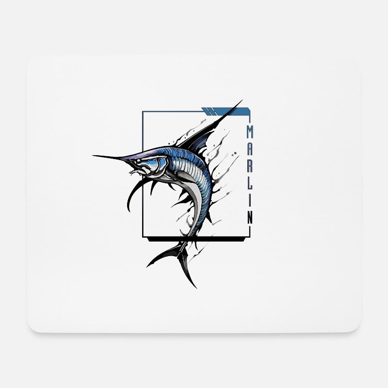Marlin Majesty: Anmutiger Marlin - Mousepad (Querformat) - Weiß