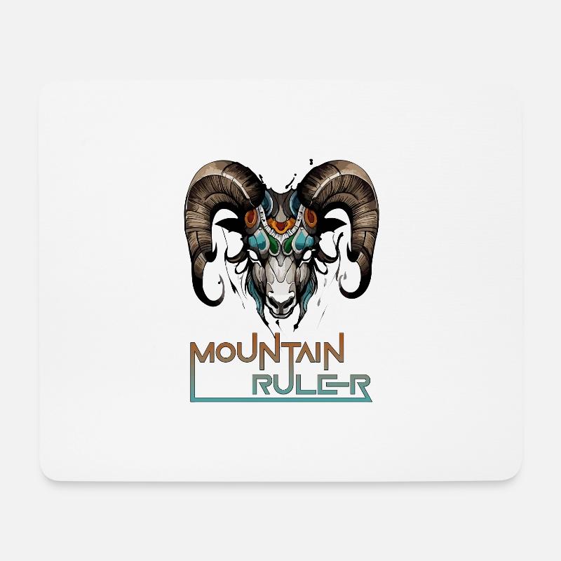 Berg-Monarch: Widderkopf - Mousepad (Querformat) - Weiß