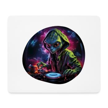 Alien DJ, Space DJ, Cosmic Beats, AlienCartoon, - Mouse Pad (horizontal) - white - Front