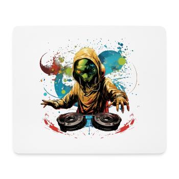 DJ Alien, Space Alien, DJ, Alien, Cartoon, Space, - Mouse Pad (horizontal) - white - Front