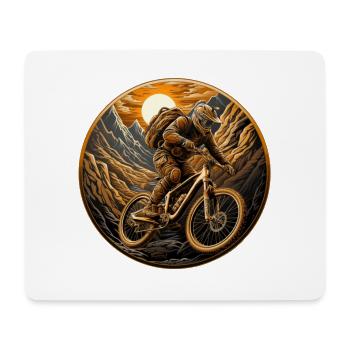 Mountain biker, mountain bike, mountains, sun - Mouse Pad (horizontal) - white - Front