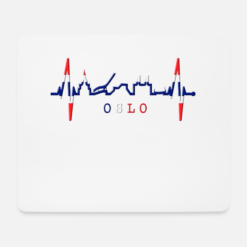 Oslo Skyline Herzschlag Norwegen Liebe I Love Oslo - Mousepad (Querformat) - Weiß