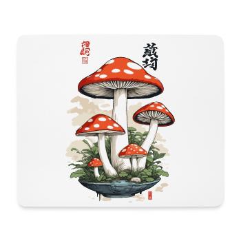 Vintage Japan Toadstool Mushroom Picker Art - Mouse Pad (horizontal) - white - Front