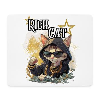 chat riche, humour, fun, fun, cool, luxe, riche, - Tapis de souris (format paysage) - blanc - Devant