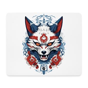 Japanische Kitsune Maske Yokai Ukiyo-E Design - Mousepad (Querformat) - Weiß - Vorne