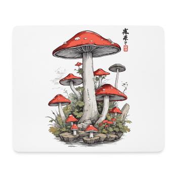 Japanese Mushroom Art Vintage Toadstool Design - Mouse Pad (horizontal) - white - Front