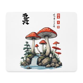 Mushroom Asian Toadstools Kanji Characters Mushrooms - Mouse Pad (horizontal) - white - Front