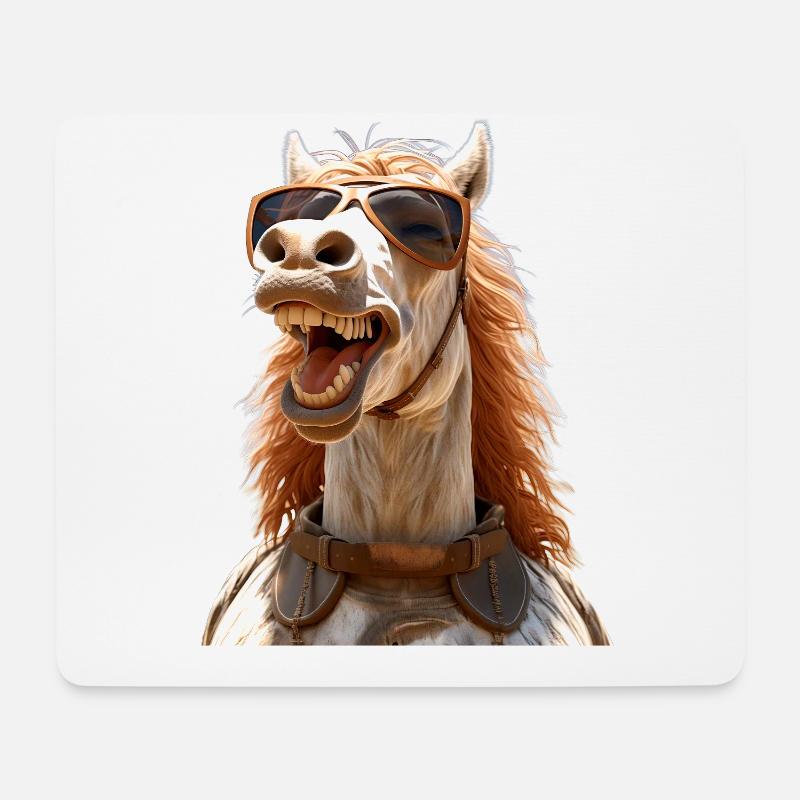 Pferd Pferdemädchen Reiterin Pony Stall Pferde - Mousepad (Querformat) - Weiß
