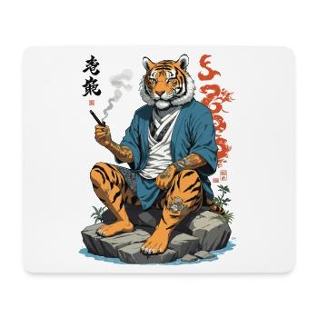 Japanese Tiger Yakuza Anime Kemonomimi Art - Mouse Pad (horizontal) - white - Front