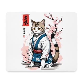 Kimono Katze Asiatische Japan Ukiyo-E Retro Kunst - Mousepad (Querformat) - Weiß - Vorne