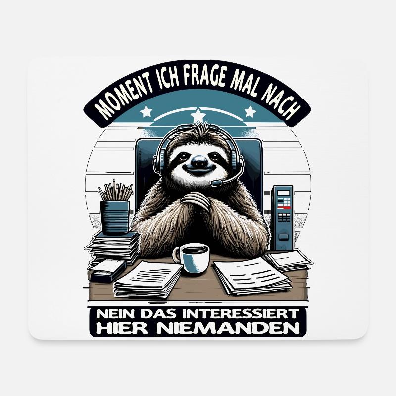 Moment Ich Frage Nach Faultier Call-Center - Mousepad (Querformat) - Weiß