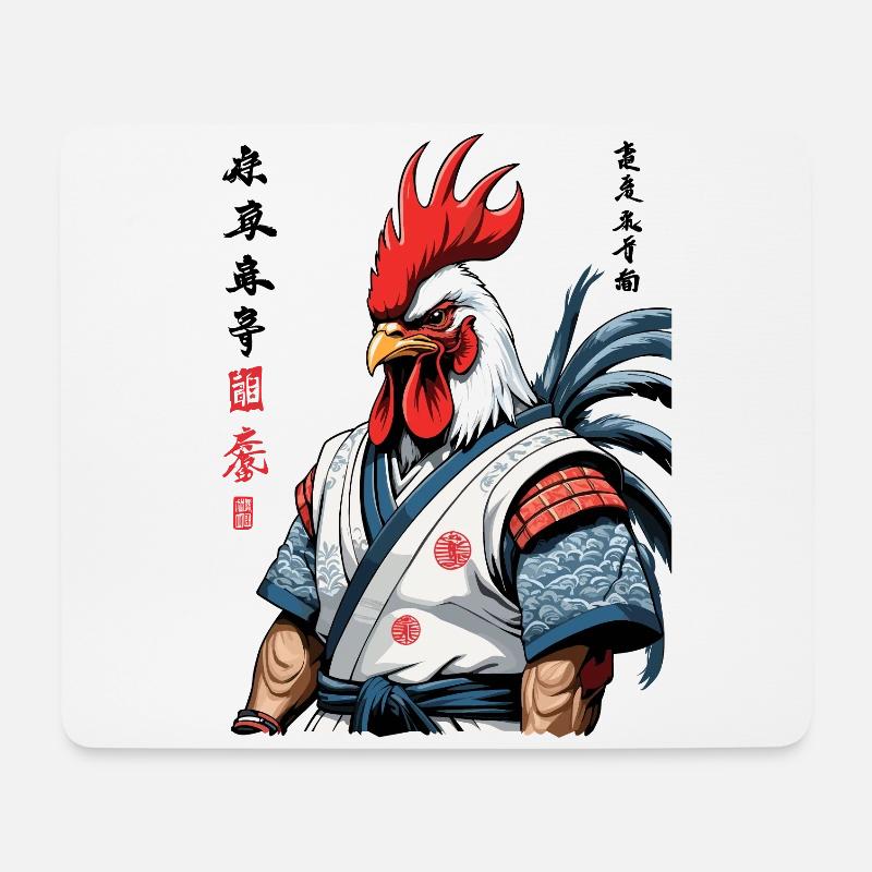 Samurai Ronin Hahn Kanji Streetwear Design - Mousepad (Querformat) - Weiß