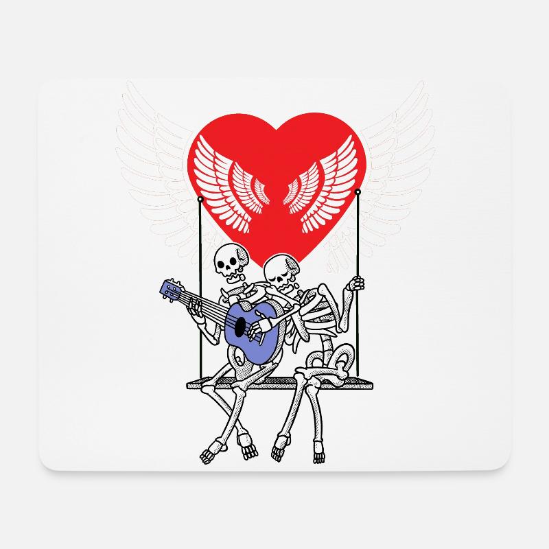 Romantik Valentinstag Liebe Skelett Valentin Herz - Mousepad (Querformat) - Weiß