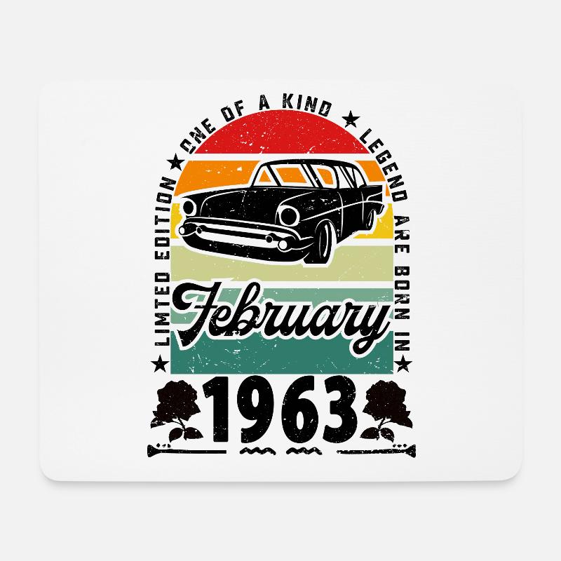 Februar 1963 Geburtstag, Jahrgang Februar 1963. - Mousepad (Querformat) - Weiß