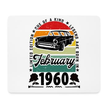 Anniversaire février 1960, Vintage février 1960. - Tapis de souris (format paysage) - blanc - Devant