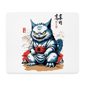 Japan Cat Aesthetic Streetwear Yokai Design - Mouse Pad (horizontal) - white - Front
