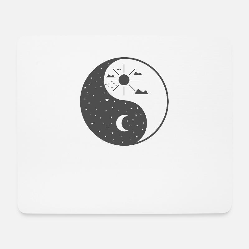 Tag und Nacht Yin and Yang Zeichen - Mousepad (Querformat) - Weiß