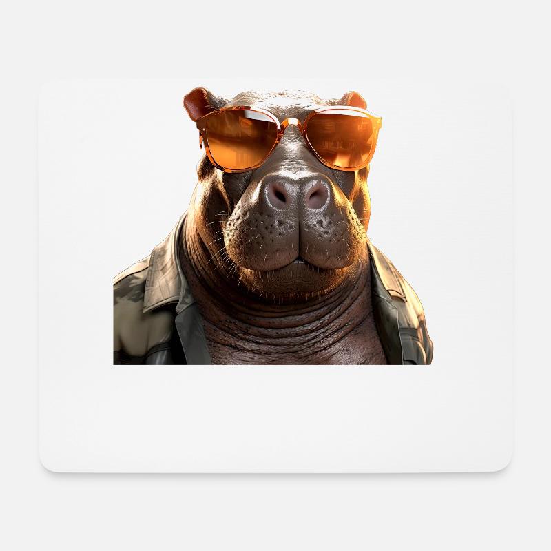 Hippo Hippo Papa Hippopotamus Cool Hippo - Mouse Pad (horizontal) - white