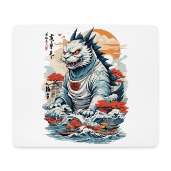 Ukiyo-E Cat Monster Tokyo Cat Streetwear - Mouse Pad (horizontal) - white - Front