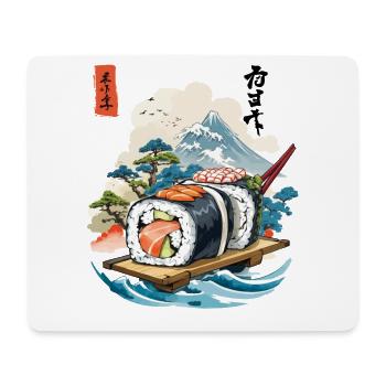 Ukiyo-E Sushi Artwork Design - Mouse Pad (horizontal) - white - Front