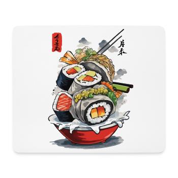 Sushi Ukiyo-E Japon Esthétique Vintage Food Design - Tapis de souris (format paysage) - blanc - Devant