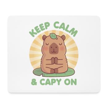 Cute Capybara Meditating Keep Calm And Capy On Pun - Mouse Pad (horizontal) - white - Front