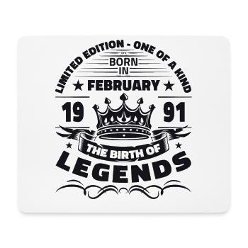33rd Birthday February Vintage 1991 Man Legend - Mouse Pad (horizontal) - white - Front