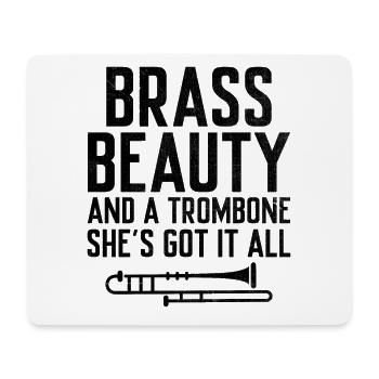 Tromboniste Tromboniste Marchand Band Trombone - Tapis de souris (format paysage) - blanc - Devant