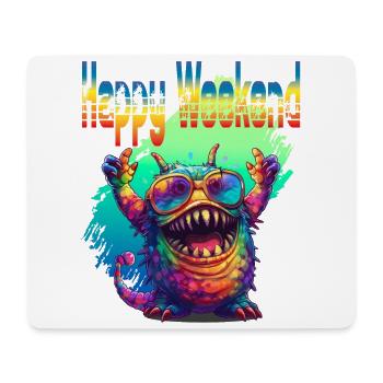 Happy Weekend. Monster, happiness, positive vibes, - Mousepad (Querformat) - Weiß - Vorne