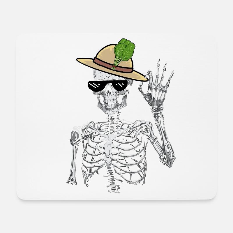 Skelett Gärtner Spinat Gärtnern Mime Vegetarier - Mousepad (Querformat) - Weiß