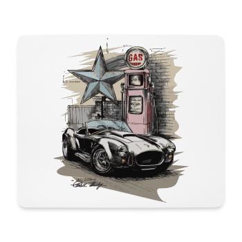 Retro AC Cobra mit 50s Zapfsäule - Geschenk - Mousepad (Querformat) - Weiß - Vorne