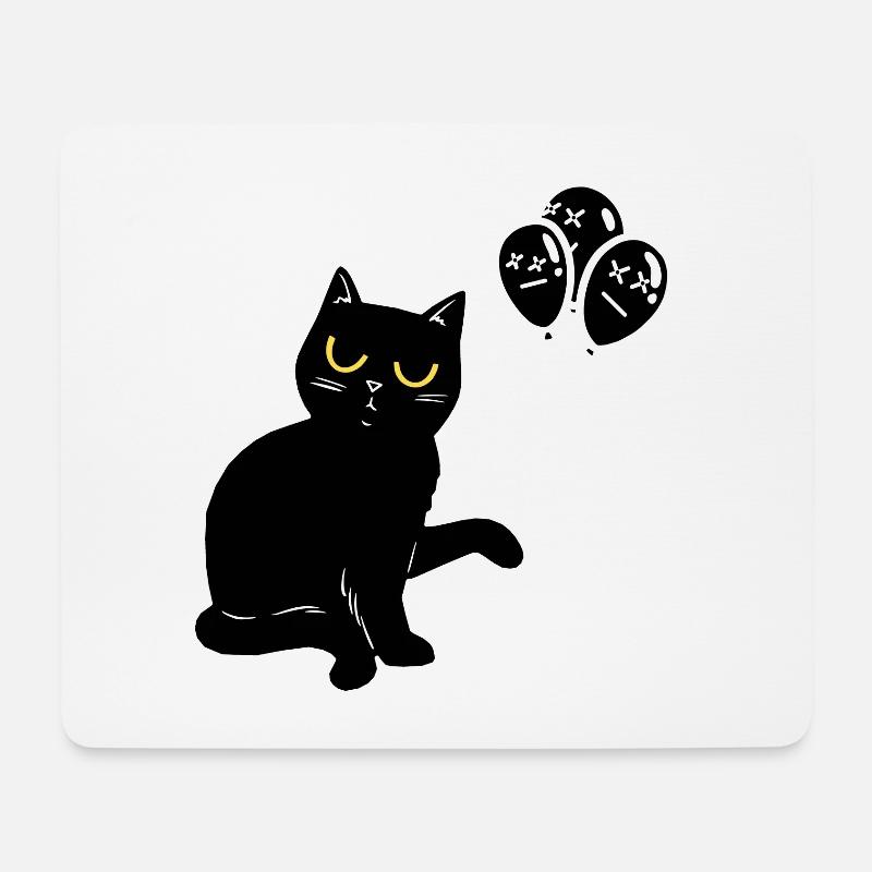 Schwarzer Kater Katze Halloween Luftballons - Mousepad (Querformat) - Weiß