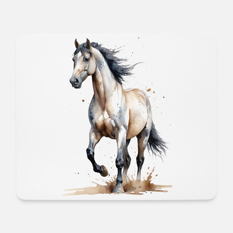 Aquarell Pferd fängt den Wind ein - Mousepad (Querformat) - Weiß
