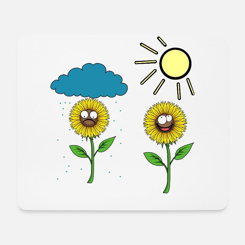 Sonnenblume Sonnenblumen Wetter Regen Sonne Wolke - Mousepad (Querformat) - Weiß