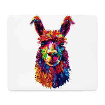 Alpaka Pop Art Bunte Farben Lama Regenbogen Alpaka - Mousepad (Querformat) - Weiß - Vorne