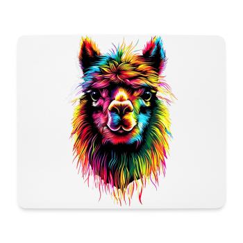 Alpaka Pop Art Bunte Farben Lama Regenbogen Alpaka - Mousepad (Querformat) - Weiß - Vorne