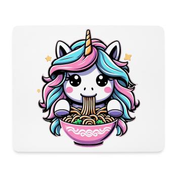 Magisches Einhorn, das Ramen genießt: süß und skurril - Mousepad (Querformat) - Weiß - Vorne