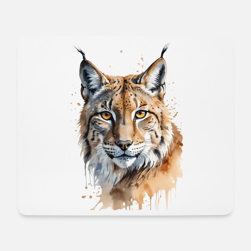 Majestätisches Luchs-Aquarell - Mousepad (Querformat) - Weiß