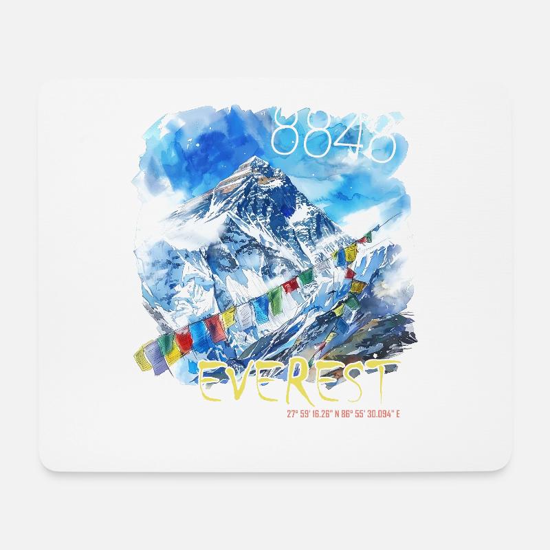 Mount Everest - Mousepad (Querformat) - Weiß