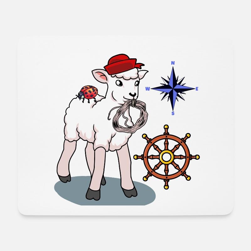 maritim Schaf Schafe Seefahrer Steuerrad Kompass - Mousepad (Querformat) - Weiß